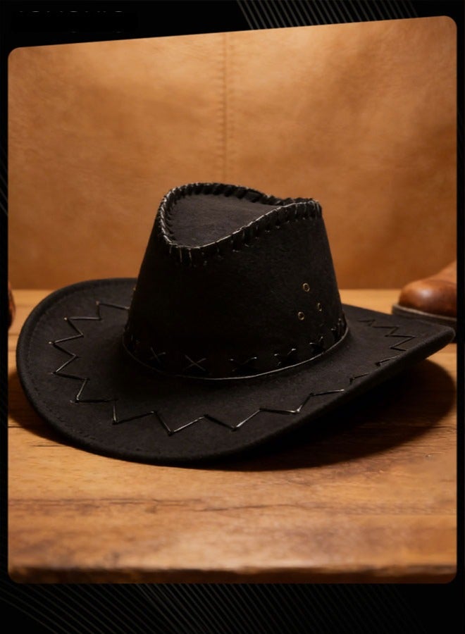 Bluelans Classic Wide Brim Sun Protection Western Cowboy Style Hat for Men Women Outdoor Travel Camping - Image 2
